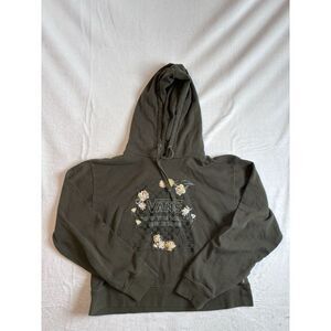 Vans Off the Wall Olive Green Pullover Crop Long Sleeve Hoodie Women's XL *